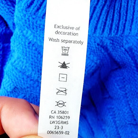 Lululemon Women's Pipe Dream Blue Cable-Knit Relaxed-Fit Turtle Neck Sweater M - Picture 8 of 9